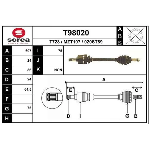 Hnací hriadeľ EAI T98020