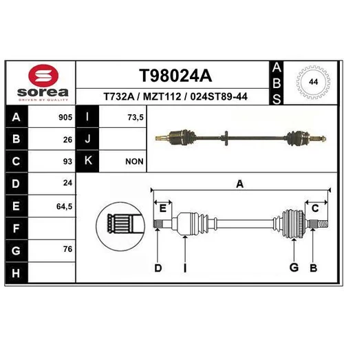 Hnací hriadeľ EAI T98024A