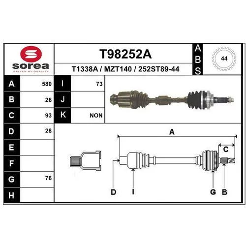 Hnací hriadeľ EAI T98252A