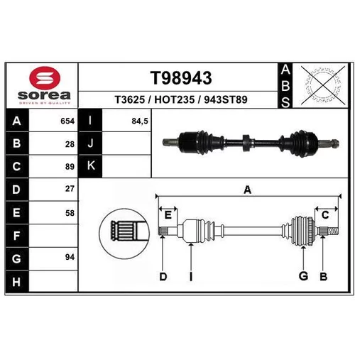 Hnací hriadeľ EAI T98943