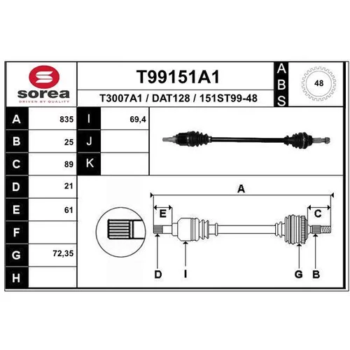 Hnací hriadeľ EAI T99151A1