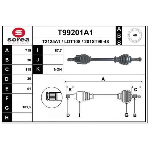 Hnací hriadeľ EAI T99201A1