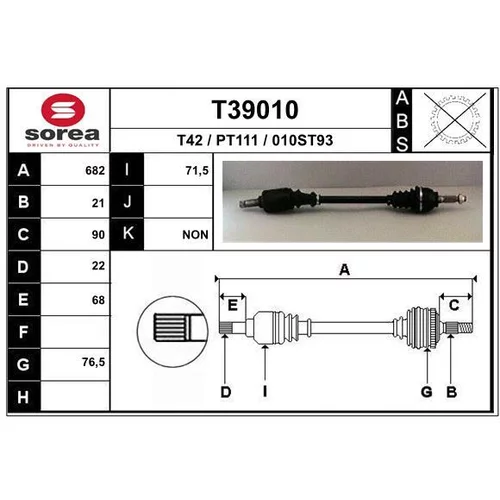 Hnací hriadeľ EAI T39010