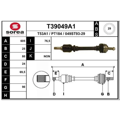Hnací hriadeľ EAI T39049A1