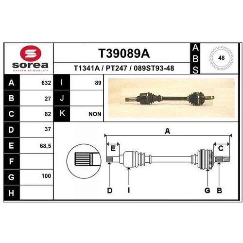 Hnací hriadeľ EAI T39089A