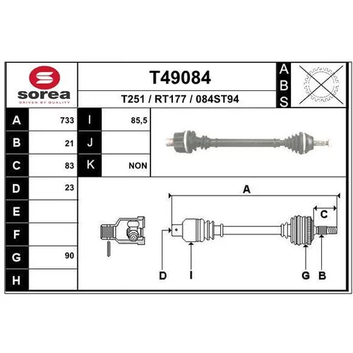 Hnací hriadeľ EAI T49084