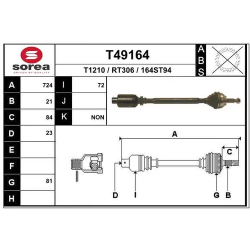Hnací hriadeľ EAI T49164