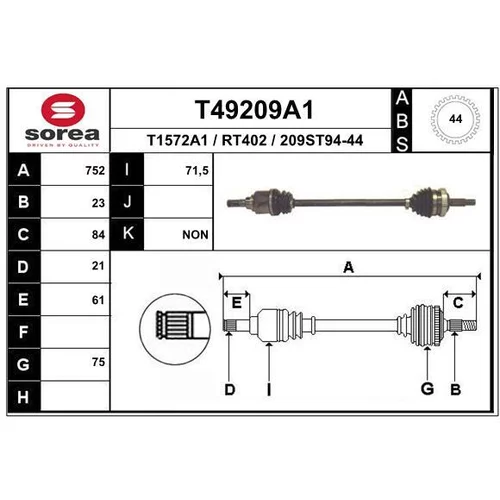 Hnací hriadeľ EAI T49209A1