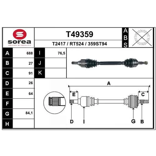 Hnací hriadeľ T49359 /EAI/