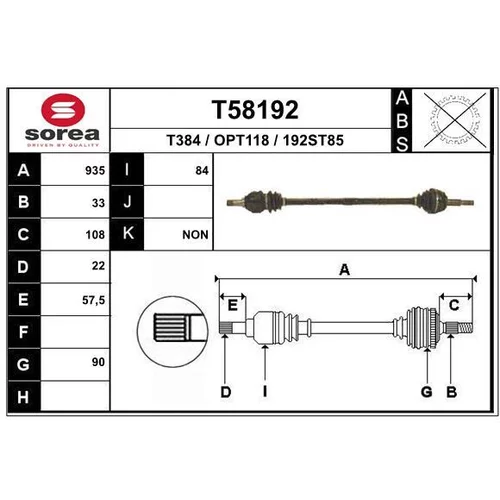 Hnací hriadeľ EAI T58192