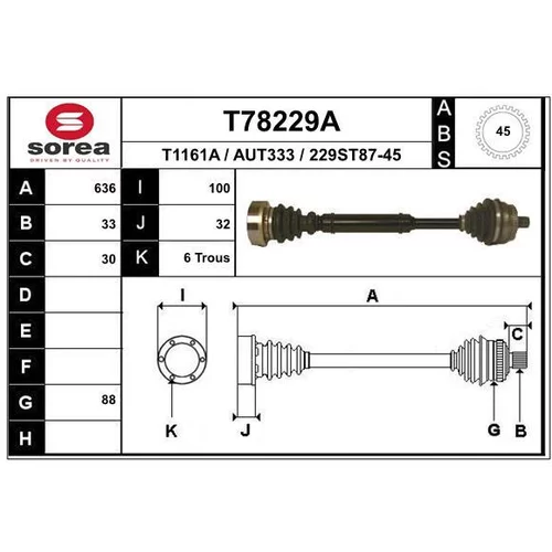 Hnací hriadeľ EAI T78229A