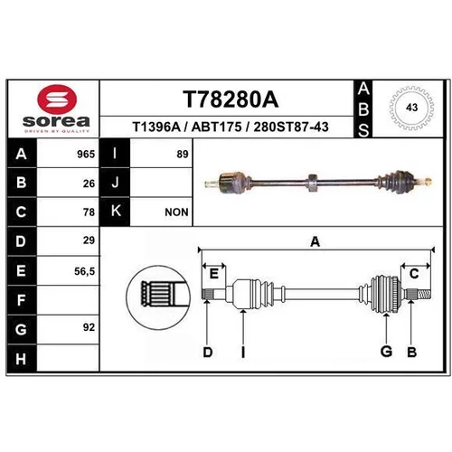 Hnací hriadeľ EAI T78280A