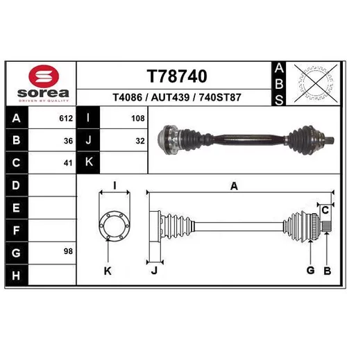 Hnací hriadeľ EAI T78740