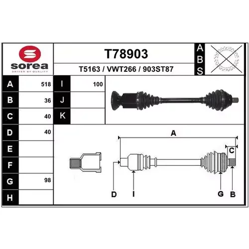 Hnací hriadeľ EAI T78903
