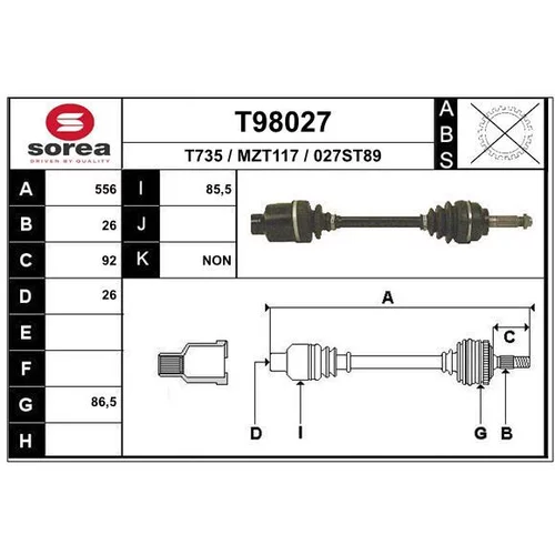 Hnací hriadeľ EAI T98027