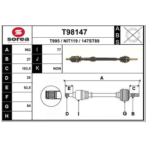 Hnací hriadeľ EAI T98147