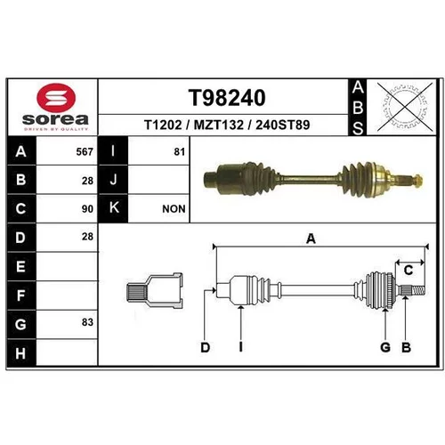 Hnací hriadeľ EAI T98240