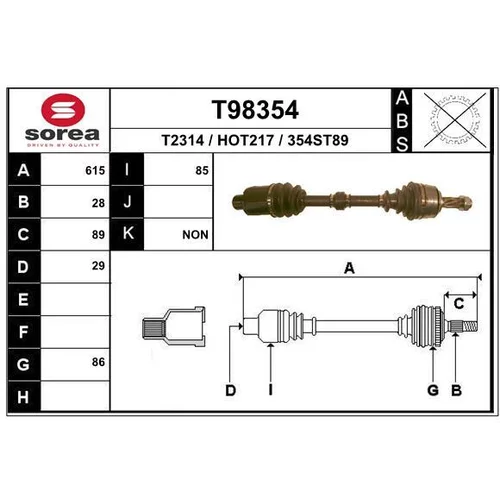 Hnací hriadeľ EAI T98354