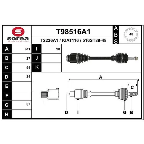 Hnací hriadeľ EAI T98516A1