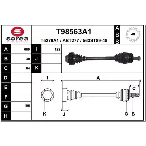 Hnací hriadeľ EAI T98563A1
