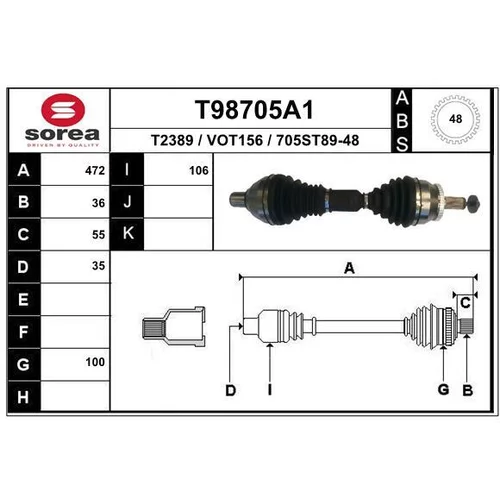 Hnací hriadeľ EAI T98705A1
