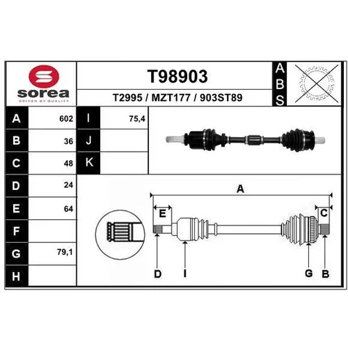Hnací hriadeľ EAI T98903