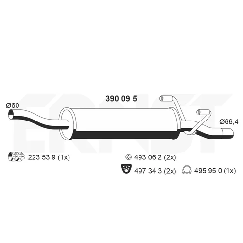 Stredný tlmič výfuku 390095 /ERNST/