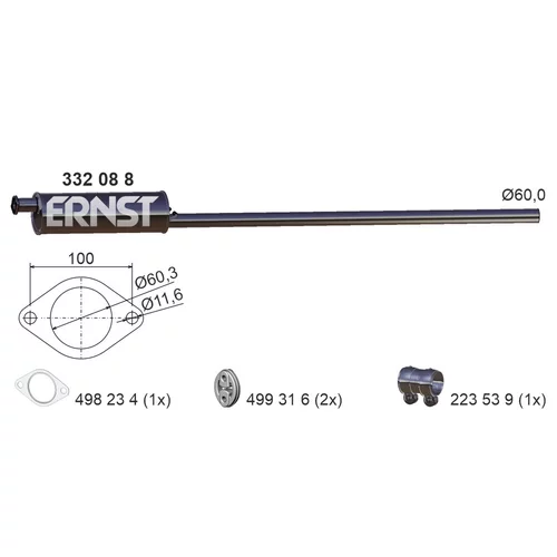 Stredný tlmič výfuku ERNST 332088