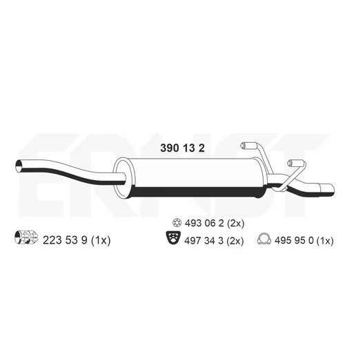 Stredný tlmič výfuku ERNST 390132