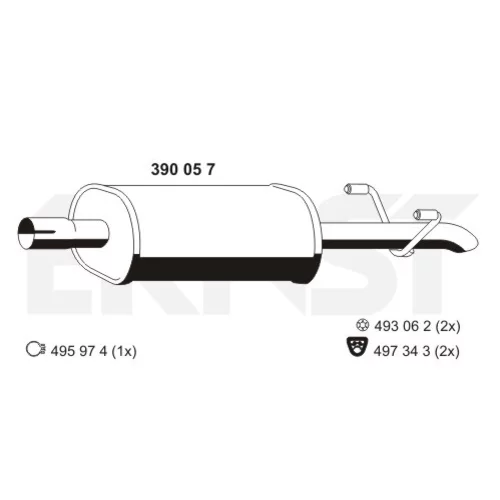 Stredný tlmič výfuku 390057 /ERNST/
