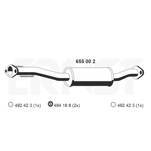 Stredný tlmič výfuku ERNST 655002