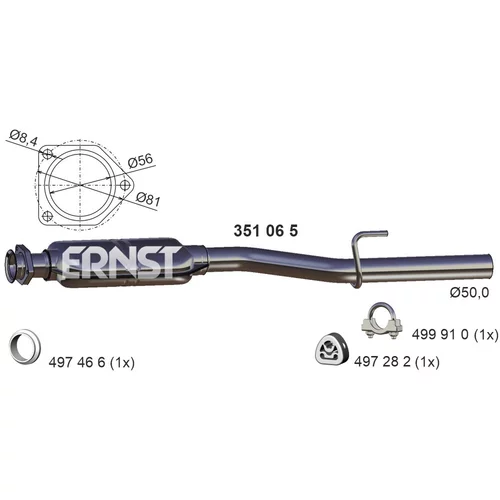 Stredný tlmič výfuku ERNST 351065