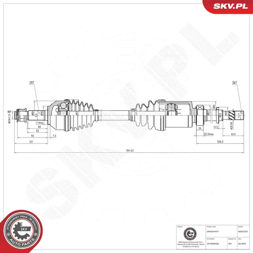 Hnací hriadeľ ESEN SKV 40SKV239