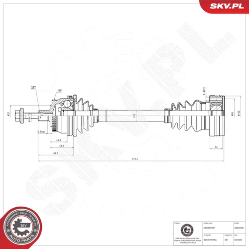Hnací hriadeľ ESEN SKV 40SKV302