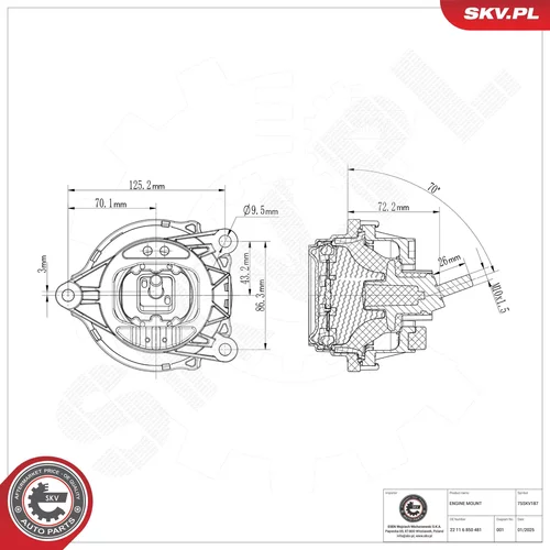 Uloženie motora ESEN SKV 75SKV187