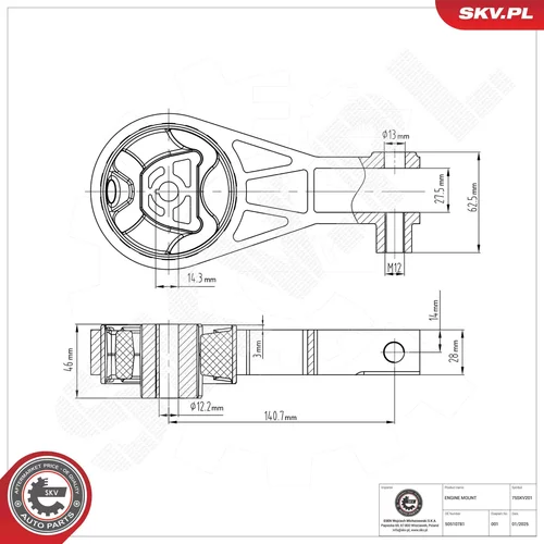 Uloženie motora 75SKV201 (ESEN SKV) - obr. 3