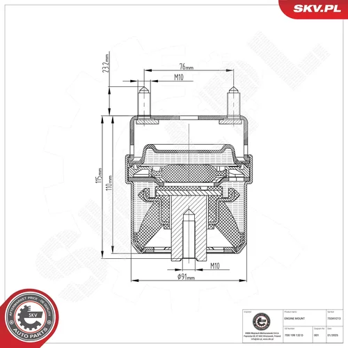 Uloženie motora ESEN SKV 75SKV213