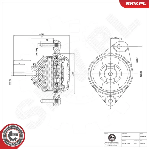 Uloženie motora 75SKV224 (ESEN SKV) - obr. 4