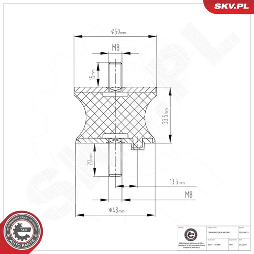 Uloženie automatickej prevodovky ESEN SKV 75SKV832