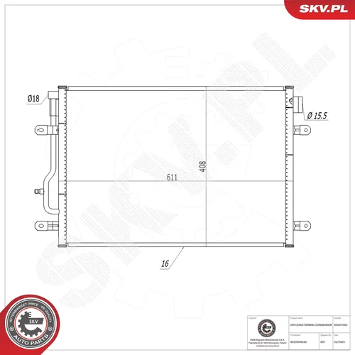 Kondenzátor klimatizácie ESEN SKV 86SKV063