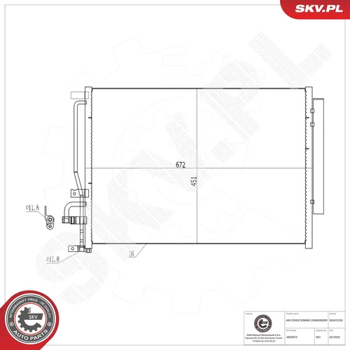 Kondenzátor klimatizácie ESEN SKV 86SKV250