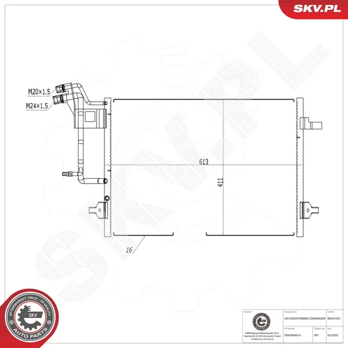 Kondenzátor klimatizácie ESEN SKV 86SKV267
