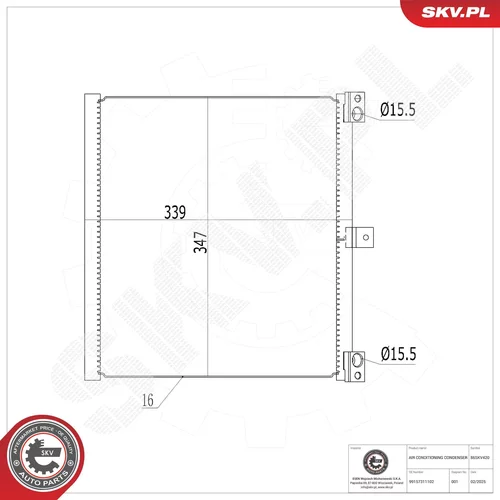 Kondenzátor klimatizácie ESEN SKV 86SKV420