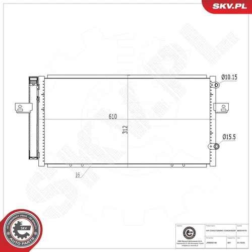 Kondenzátor klimatizácie ESEN SKV 86SKV470
