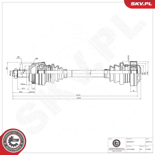 Hnací hriadeľ ESEN SKV 40SKV115