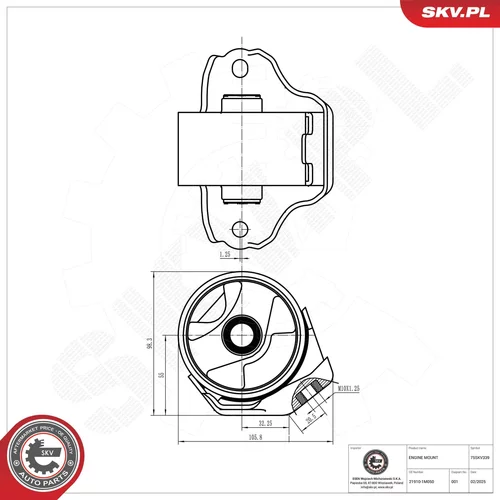 Uloženie motora 75SKV339 (ESEN SKV) - obr. 3