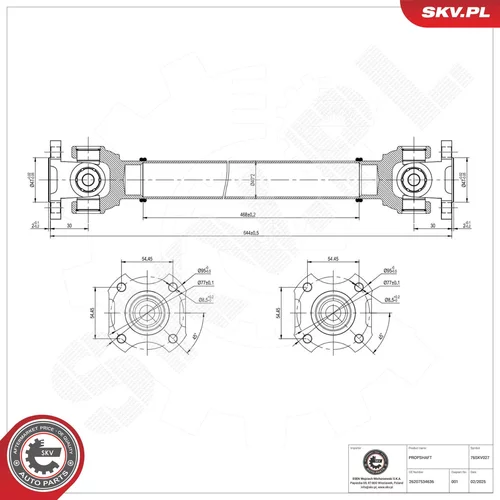 Hnací hriadeľ 76SKV027 (ESEN SKV) - obr. 1