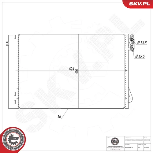 Kondenzátor klimatizácie ESEN SKV 86SKV278
