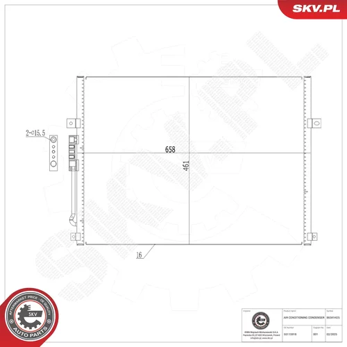Kondenzátor klimatizácie ESEN SKV 86SKV425