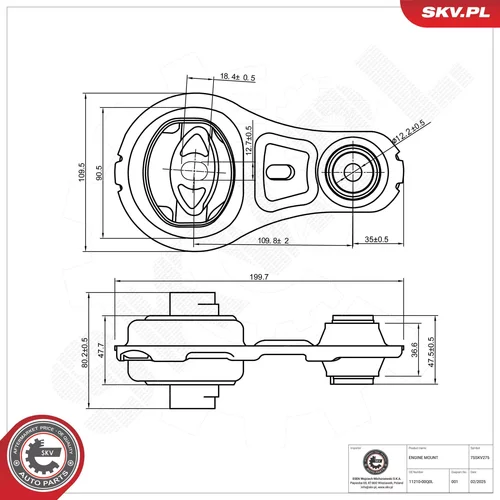 Uloženie motora ESEN SKV 75SKV275
